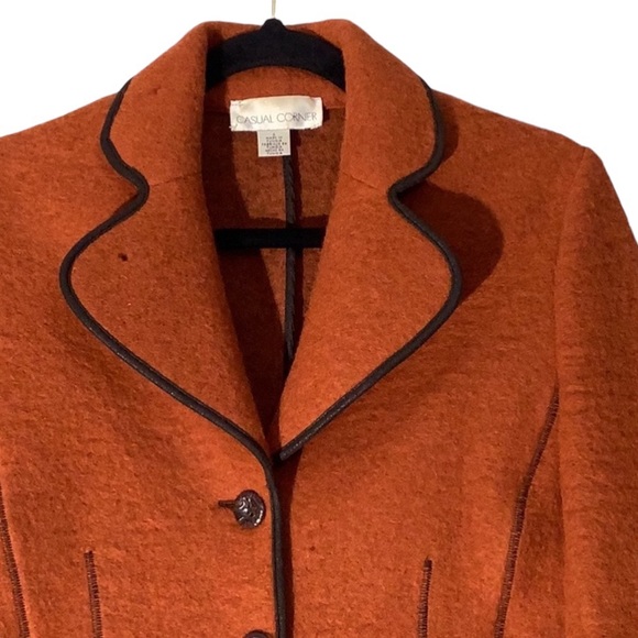 Casual Corner Vintage Orange Wool Blazer Jacket - Picture 4 of 8